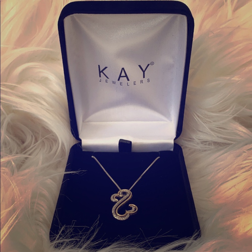 OpenHeart 10k Yellow Gold/SV 1/10 TDW Necklace